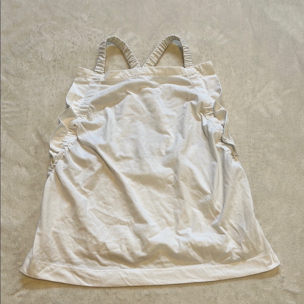 Free Assembly | Elegant White Ruffle X Strap Top